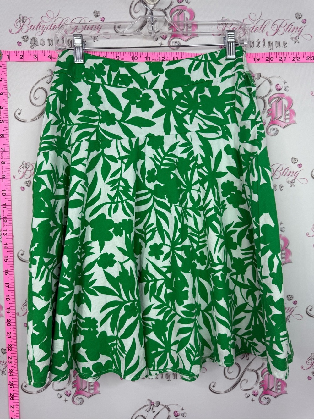 Chado skirt flowers Green and White Floral Skater Skirt